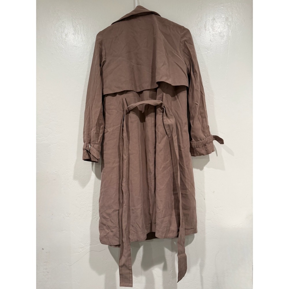 Club Monaco Womens XS Brown Viscose Blend Belted Trench Coat Lightweight Duster - Picture 4 of 7
